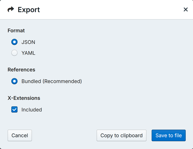 Export Dialog box